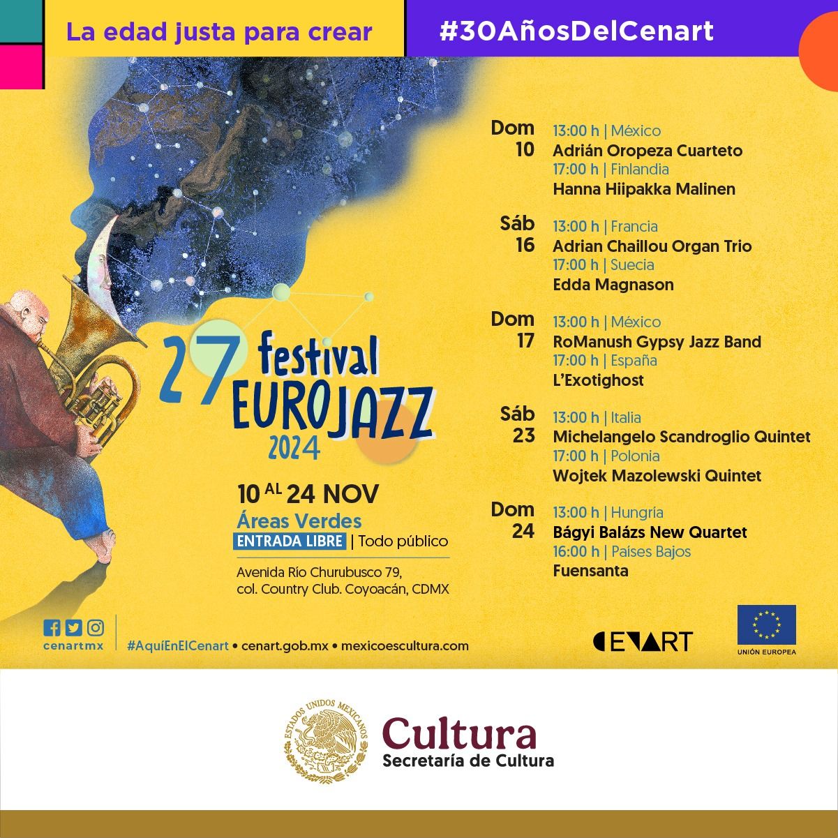 locandina con programa eurojazz 2024